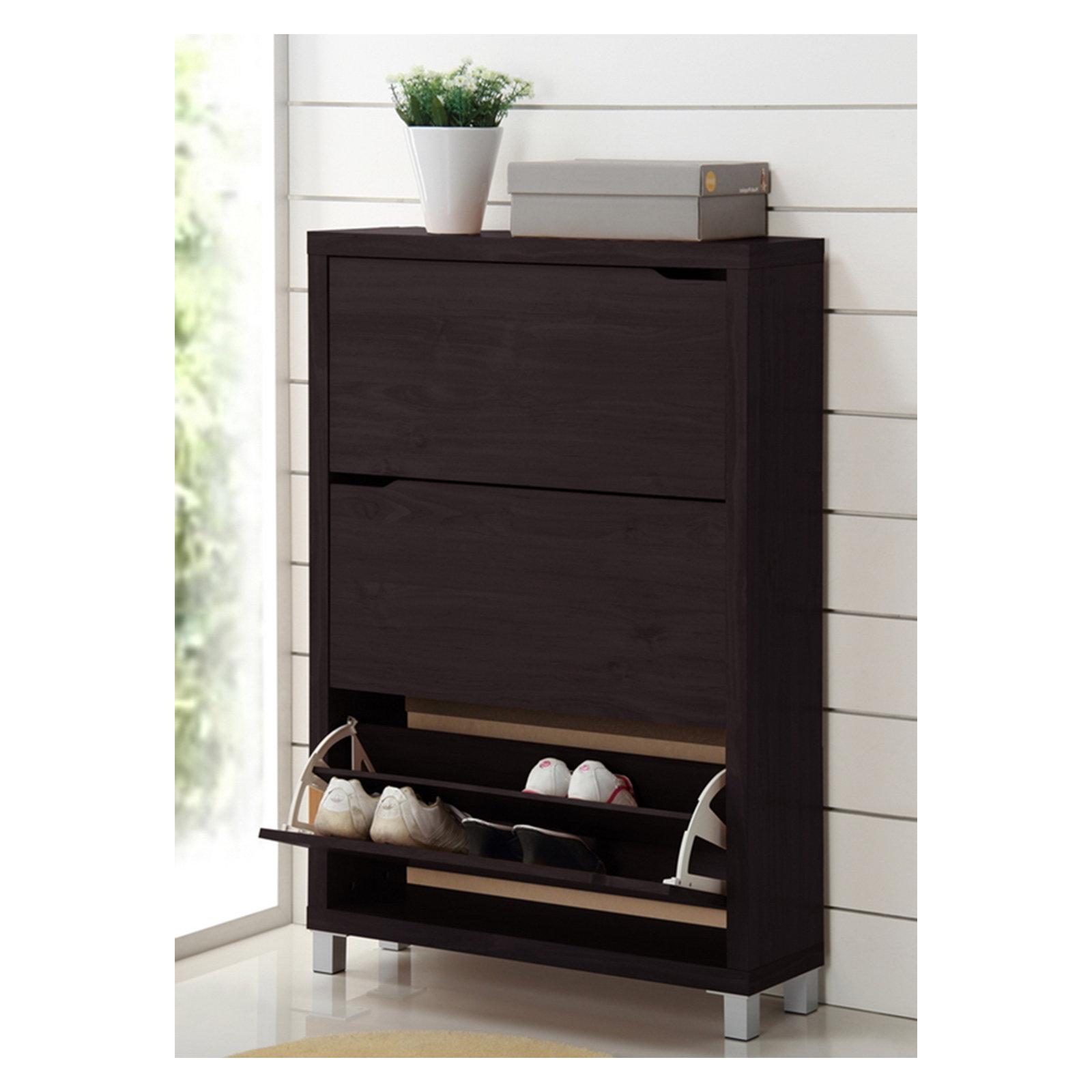 Simms 18 - Pair Shoe Storage Cabinet, Dark Brown