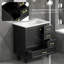 Meuble-lavabo noir 30 po avec lavabo en céramique intégré, armoire de rangement abondante, 1 porte à fermeture en douceur et 3 tiroirs pour les petites et moyennes toilettes-1265724050