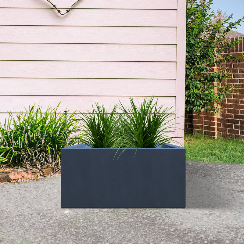 Fuller Handmade Planter Box, 15" H x 15" W x 31" D, Granite
