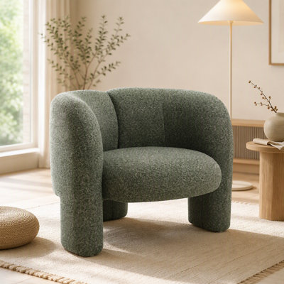 Fauteuil d'appoint en tweed vert Pemba