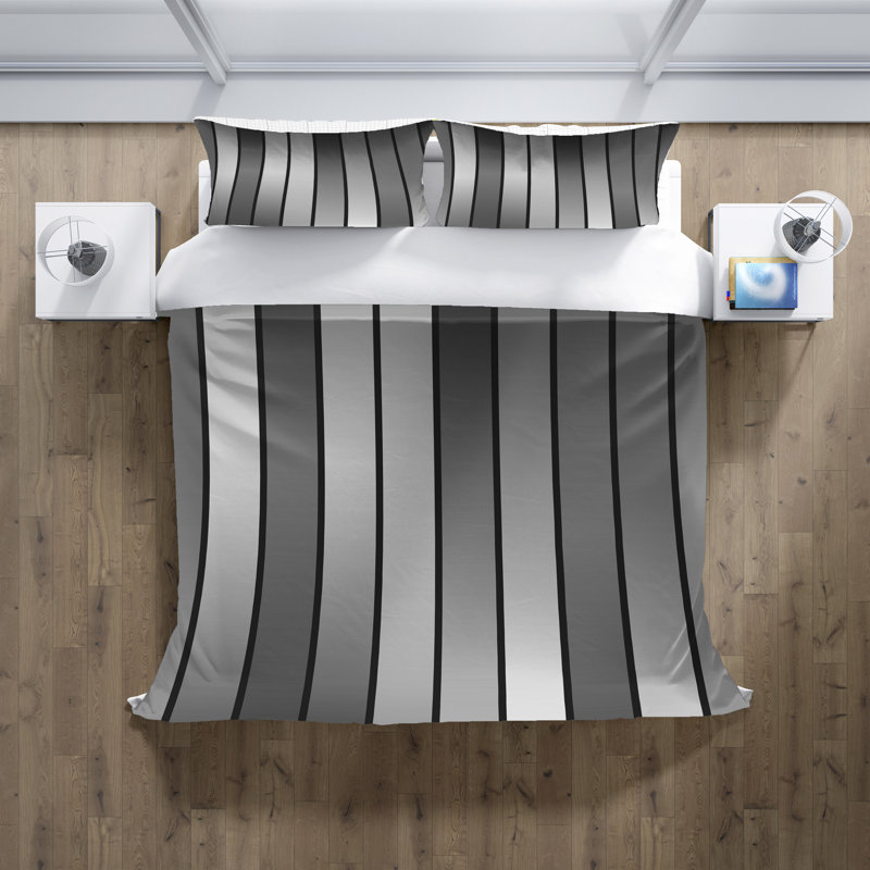 Polyester Striped Duvet Cover, King Duvet Cover + 2 King Shams