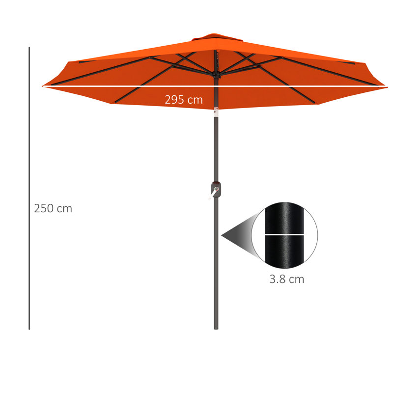 Tilt Market Parasol, 250cm H x 295cm W x 295cm D, Orange