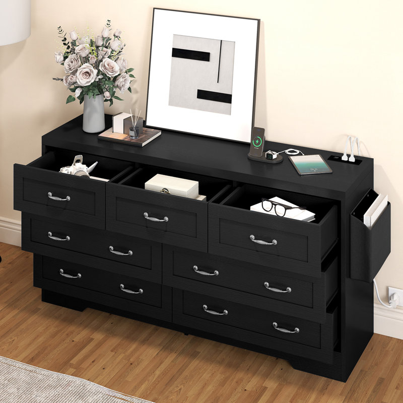 Commode 7 tiroirs Arayiah, Noir