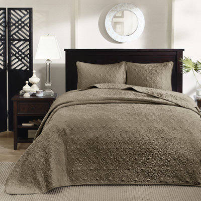 Couvre-lit réversible - matelassé texturé pour une chambre chaude et confortable surdimensionnée avec du coton prélavé 2 taies décoratives incluses Motif de taille lavable à la machine Rembourrage luxueux inclus Literie