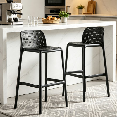Black Solid back side Chair(Set of 2)