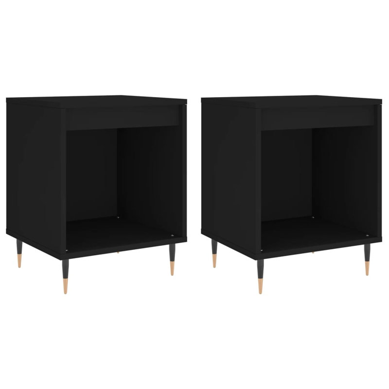 Plainsboro Solid Wood Bedside Table, Set of 2, Black