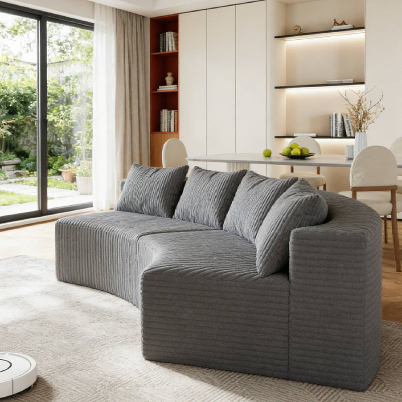 Canapé modulaire douillet avec coussins moelleux pour les espaces de loisirs rustiques du porche du salon, 2, Grey