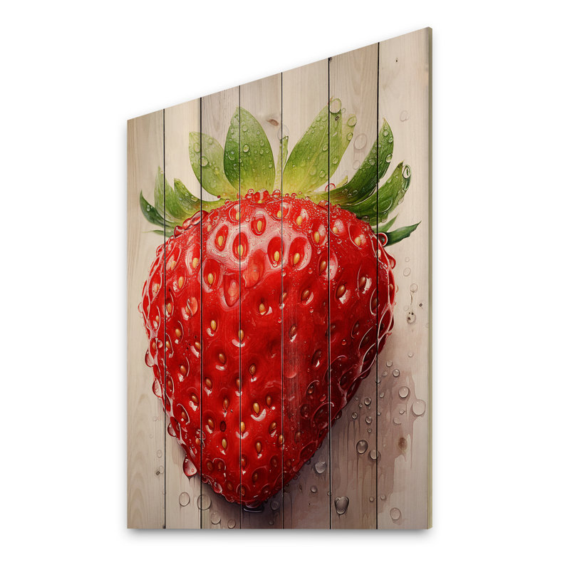 Fruit Sweet Strawberry Pointillism I sur impression sur bois, H 20 po x l 10 po x P 0,78 po