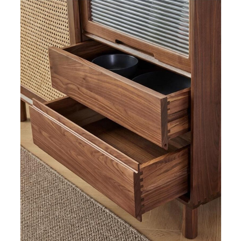 Commode d'appoint moderne en bois massif de style rétro, H 33,66 po x l 43,31 po x P 15,74 po