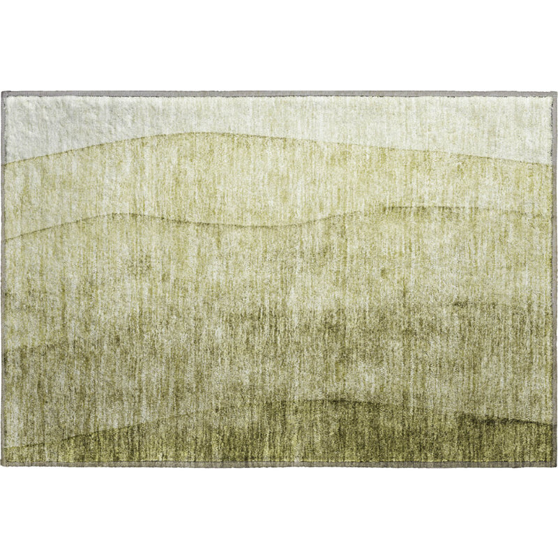 Premium Machine Washable Prisco Olive Rug, Rectangle 1'8" x 2'6"