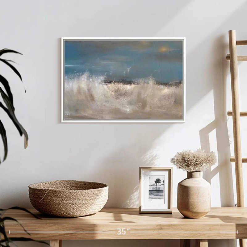 Vagues de la mer sauvage, Cadre flottant blanc, 19 po x 13 po