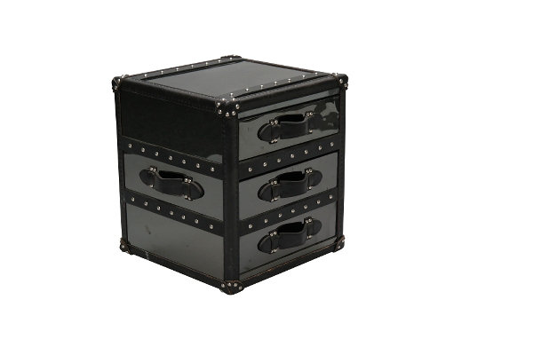 Hopp 52cm W Metal Bedside Table, Black / Grey
