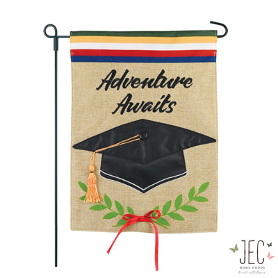 Double Sided 18'' H x 12.5'' W Polyester Graduation Garden Flag