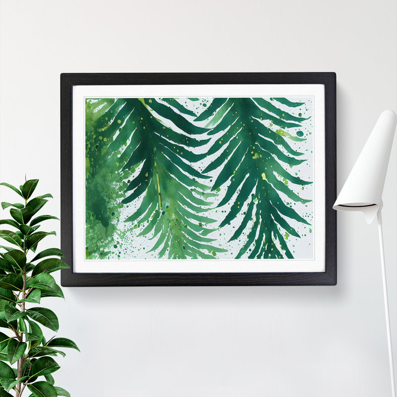 Fern Leaf Splash Vol.1 - Single Picture Frame Print, Black, 25cm H x 34cm W x 2cm D