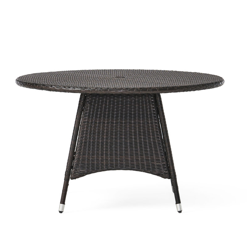 Rd Outdoor Table , 48" Square, 28.25" High, Brown, Pe & Iron, Water , Stylish Patio Diameter, Height, Brown , Iron Frame, Dining