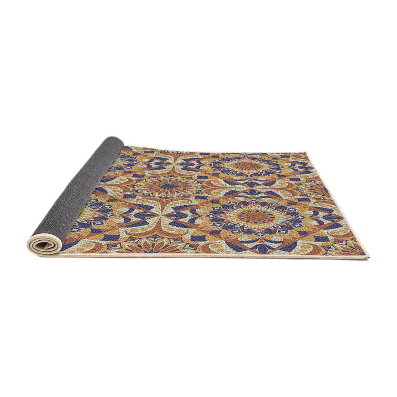 Tapis bleu/brun tissé à la machine, Carré de 6 pi