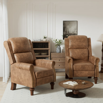 30.7" W Mid-Century Modern Faux Leather Recliner with Footrest