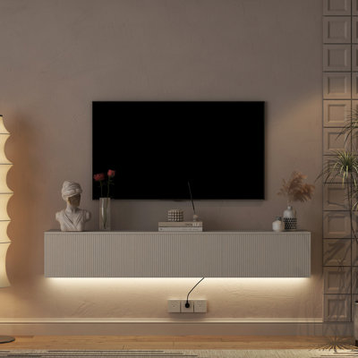 Wall Mounted Floating TV Stand With 16 Color Leds,69" Modern TV Stand For Tvs Up To 65"