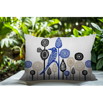 Oreiller rectangulaire intérieur / extérieur réversible Hino Bird