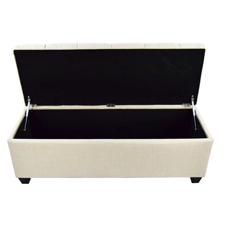 Heaney Polyester Blend Upholstered Storage Bench, Beige