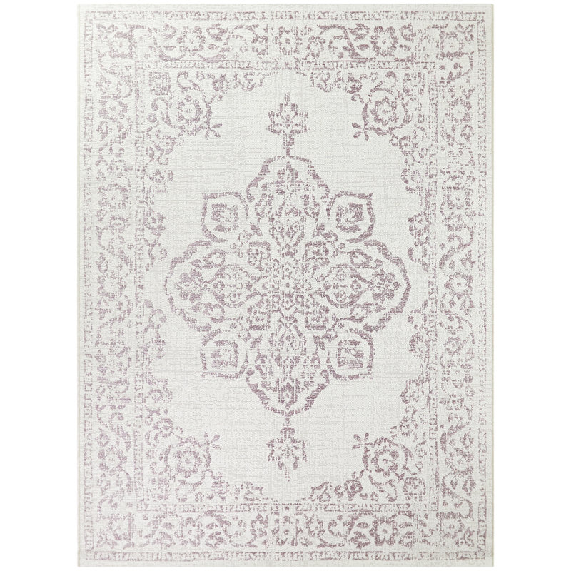 Tapis intérieur / extérieur rose Jamya, Rectangle 5 pi 3 po x 7 pi