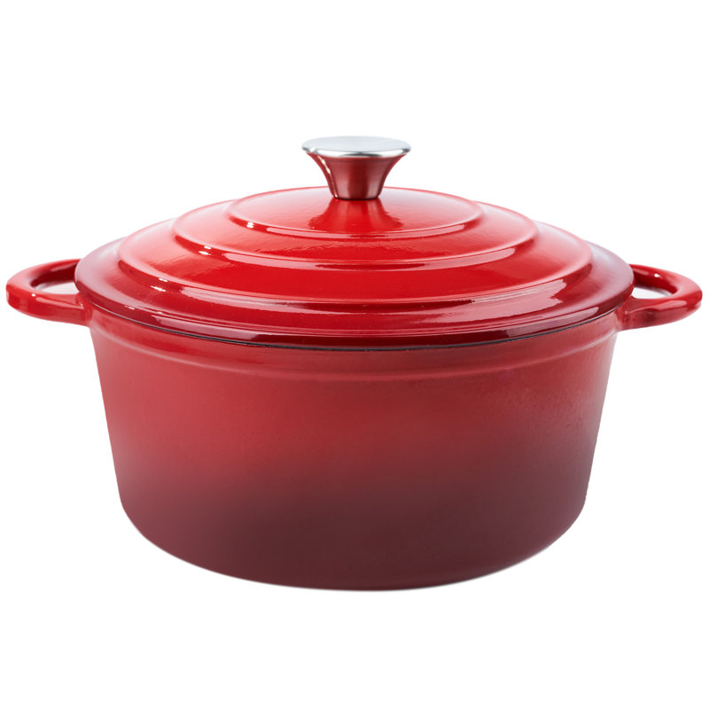 Faitout en fonte émaillée avec couvercle, cocotte en fonte à deux poignées pour la cuisson du pain, la cuisson, batterie de cuisine antiadhésive recouverte d'émail