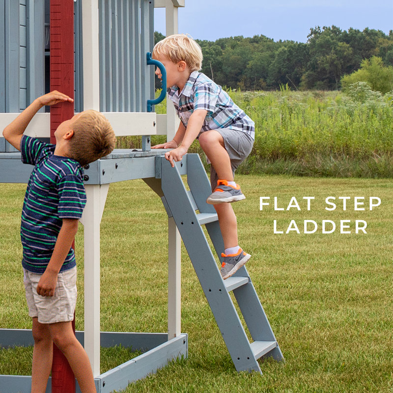 Beacon Heights Elevated Cedar Playhouse with Slide and Ladder
