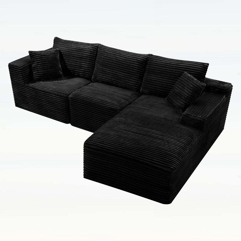 Canapé modulaire 103,9 pouces avec méridienne en forme de L, conception minimaliste moderne pour le salon et la chambre à coucher, siège profond, aucun assemblage requis