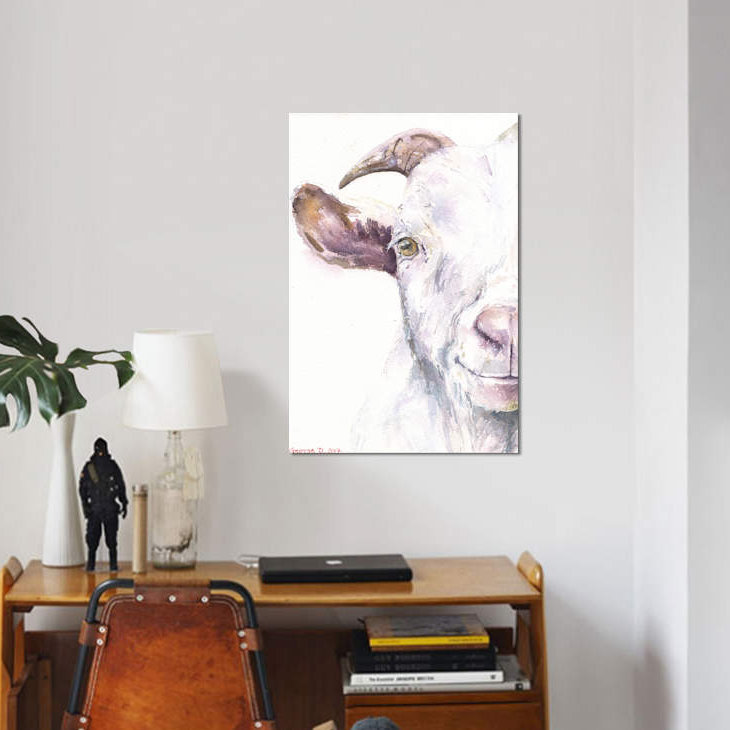 Chèvre par George Dyachenko - reproduction d'art sur toile tendue, H 12 po x l 8 po x P 0,75 po, Toile tendue, Pas de tapis