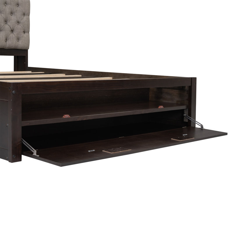 Wood Queen Size Platform Bed With Storage Headboard, Shoe Rack, And 4 Drawers For Maximum Space Utilization, Espresso