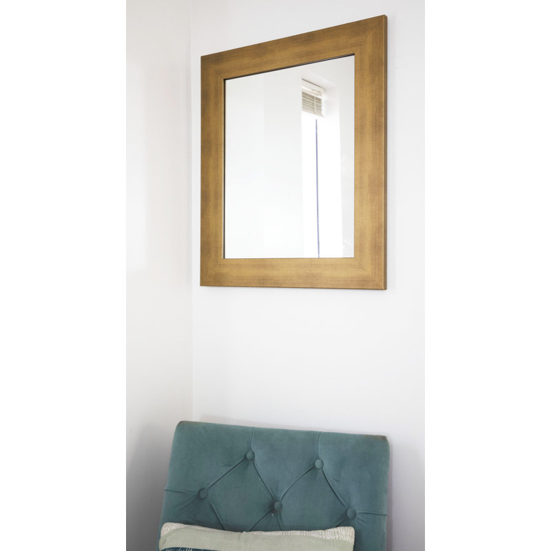 Flat Wall Mirror, Gold, 25.5" H x 21.5" W