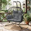 Fauteuil à œufs suspendu pour 2 personnes avec support Chousein - capacité de 700 lb, balançoire en osier imperméable pour patio et jardin-129369624