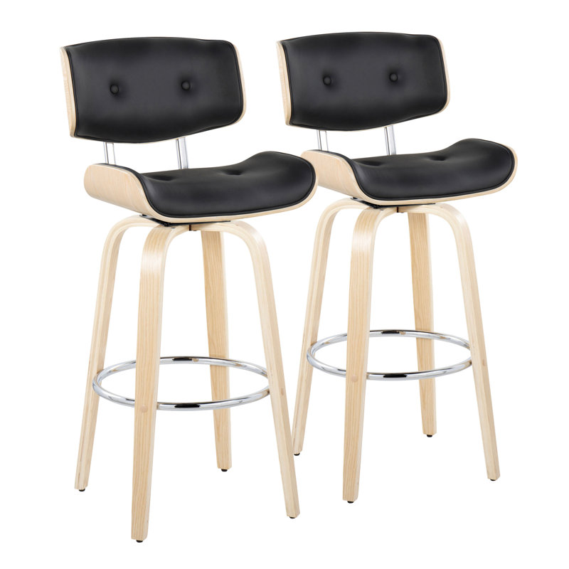 Swivel Upholstered Counter Stool, Black