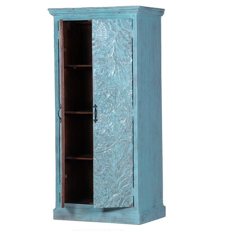 Wycomb Solid Wood Armoire, Green Washed