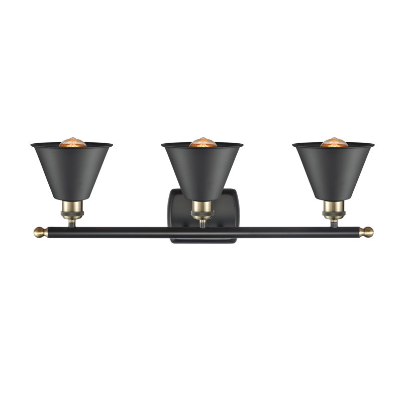 Dallyn 3 - Light Dimmable Vanity Light, 6 Watt Vinage LED Bulb, Antique Copper, Antique Copper