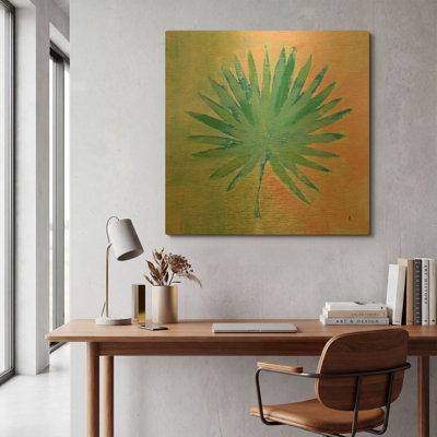 «Beach Cove Leaves II» par Studio Mousseau, art mural en métal doré, 36 po x 36 po