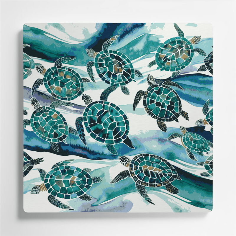 Art mural hawaïen à motif Honu bleu