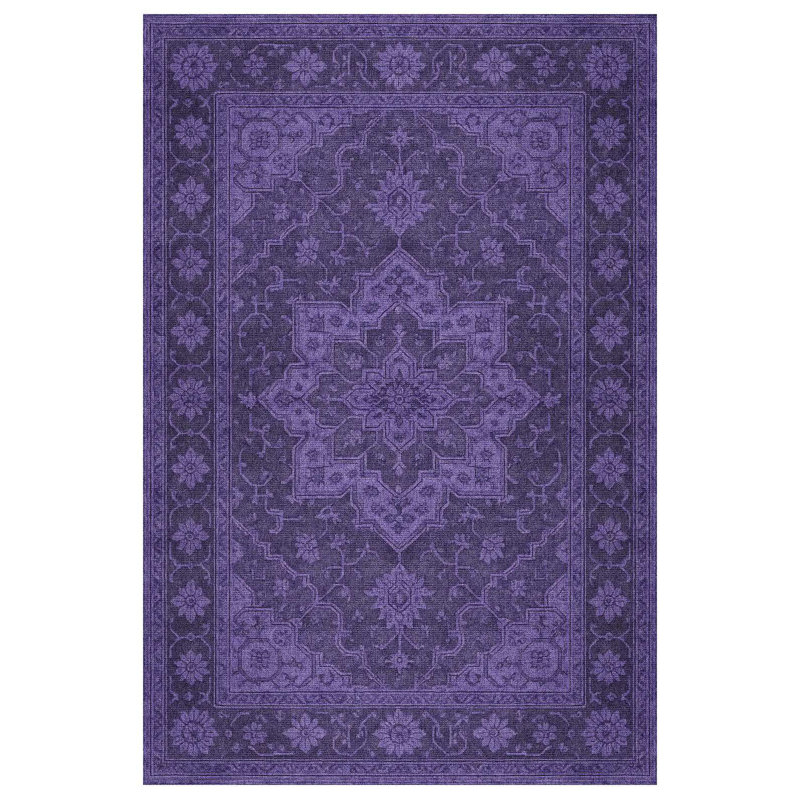 Anatolia Collection Digital Print Cotton-Polyester Purple Oriental Rug, Runner 4' x 11'6"