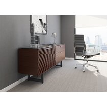 Modern Walnut Office Storage Serving Credenza Cabinet 71 x 20 x 36 :  S649 - Status by Express Office Furniture