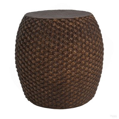 Faux Rattan Side Table For Both Indoor And Outdoor Use, Handmade Mgo, Brown