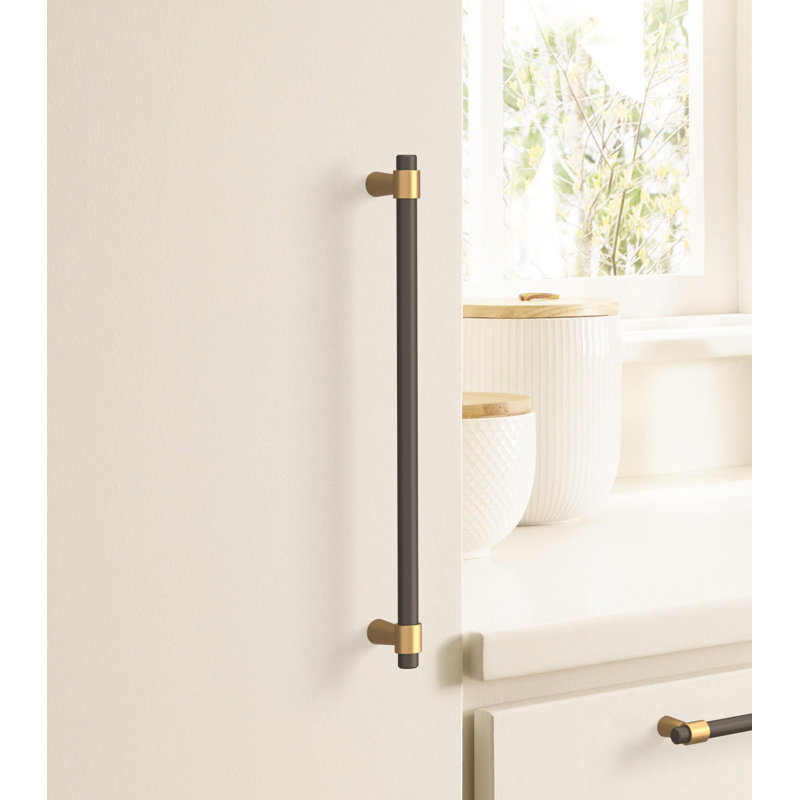 Poignée barre 8 13/16 po Mergence, Noir mat / bronze champagne
