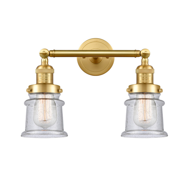 Éclairage pour salle de bain 2 lumières Alexandira, Ampoule incandescente rétro de 60 watts, Grainé, Or satiné