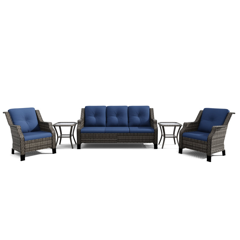 Ensemble de conversation d'extérieur Borreri, Bleu