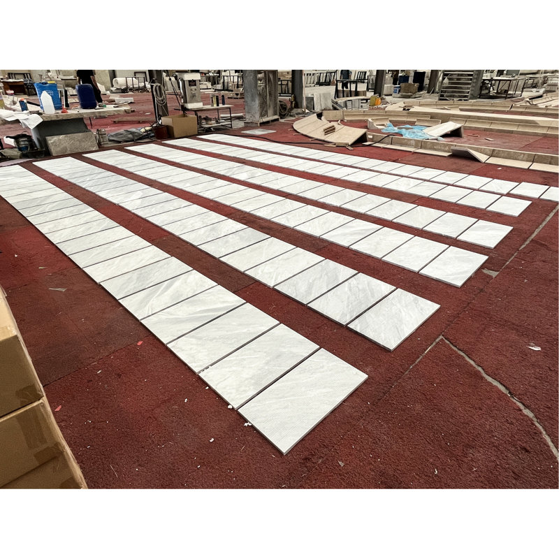 Carreau de mur en marbre gris 12 * 24, cannelé 3D, texturé pour la langue, magasin de vêtements en pierre naturelle,