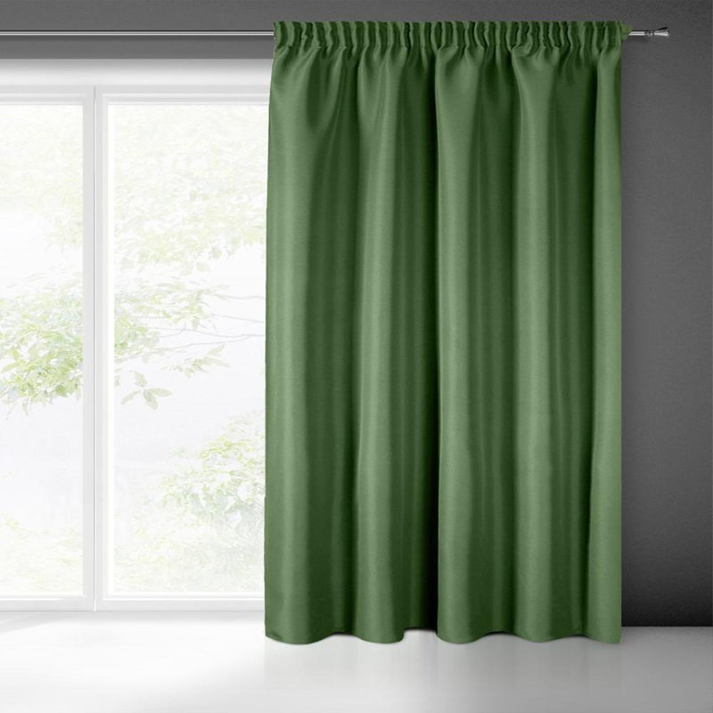 Rita 4 Slot Top Blackout Curtain, Green, 140 W x 270 D cm 