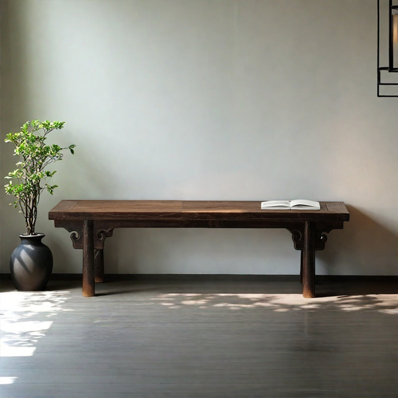 Solid wood bench like ancient stool stable, 19.69" H x 59.06" W x 19.69" D