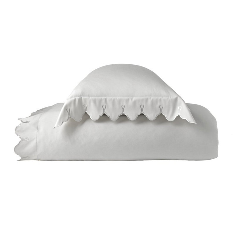 Ensemble de housse de couette festonnée, Grand, Blanc