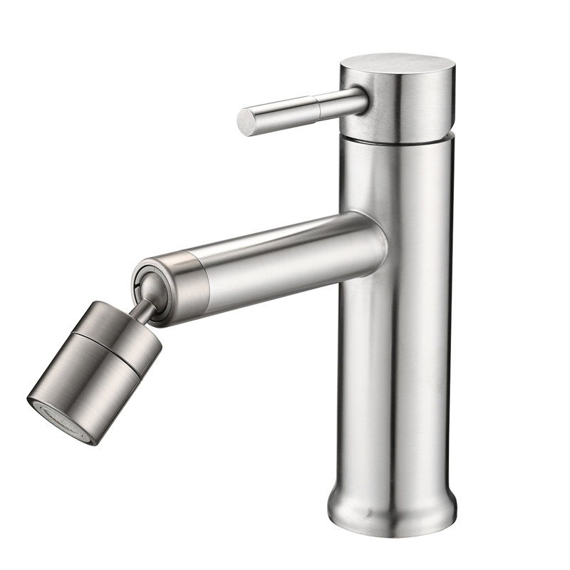 2 Mode Bathroom Sink Faucet, Brushed Nickel Appearance, 360 Rotating Aerator, Stainless Steel Faucet Nickel, Function ,