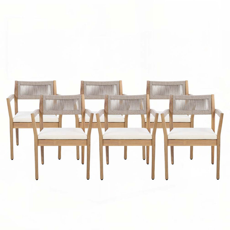 Chaises de salle à manger d'extérieur en bois d'acacia, Beige