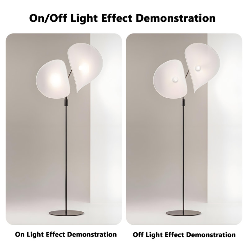 Lampe sur pied à double pétale 64,96 "de hauteur, abat-jour en tissu pour hôtels et chez l'habitant